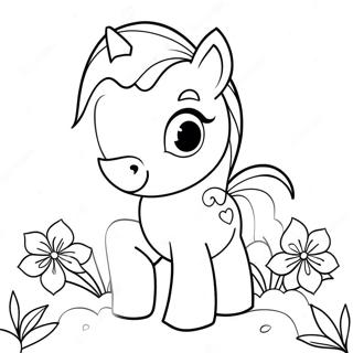 Cute Pony With Flowers Coloring Page 59297-12996