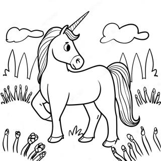Strong Stallion In The Meadow Coloring Page 59299-13001