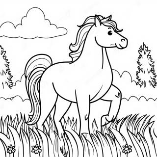 Strong Stallion In The Meadow Coloring Page 59299-13003