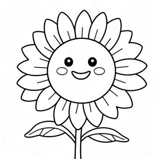 Happy Sunflower With Smiling Face Coloring Page 60139-13175