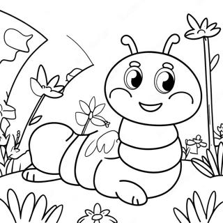 Smiling Caterpillar In A Garden Coloring Page 61142 13444