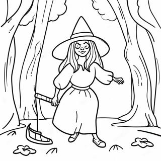 Scary Witch In A Haunted Forest Coloring Page 61412-13500