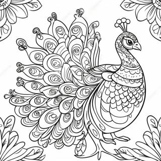 Colorful Peacock With Open Feathers Coloring Page 61597-13532