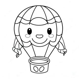 Cute Hot Air Balloon With Smiling Face Coloring Page 61783-13589