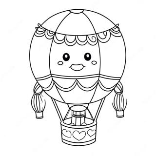 Cute Hot Air Balloon With Smiling Face Coloring Page 61783-13590