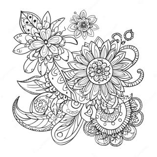 Whimsical Zentangle Flower Coloring Page 61957-13649