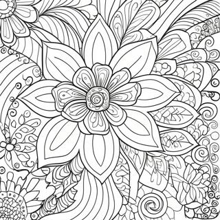 Whimsical Zentangle Flower Coloring Page 61957-13650