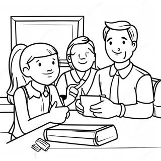 Friendly Teacher With Students Coloring Page 62056-13669