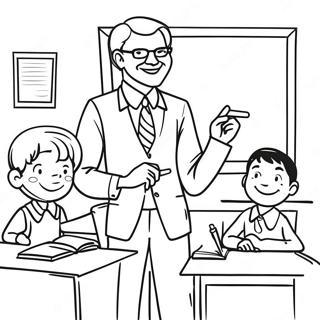 Friendly Teacher With Students Coloring Page 62056-13670