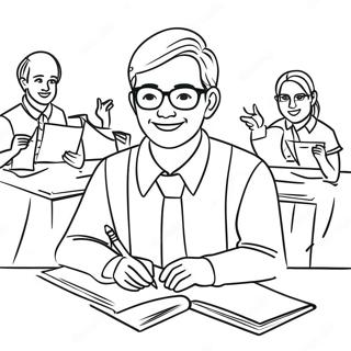 Friendly Teacher With Students Coloring Page 62056-13671