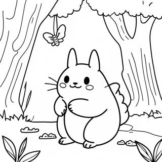 Totoro In A Magical Forest Coloring Page 62139-13686