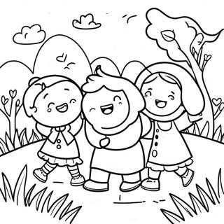 Joyful Children Singing In The Park Coloring Page 62321-13734