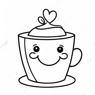 Cute Coffee Cup With Smiling Face Coloring Page 62411-13765