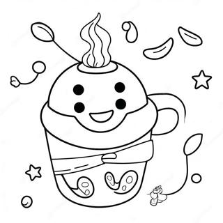 Cute Coffee Cup With Smiling Face Coloring Page 62411-13766