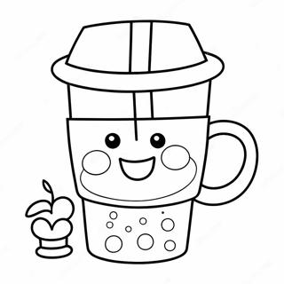 Cute Coffee Cup With Smiling Face Coloring Page 62411-13768