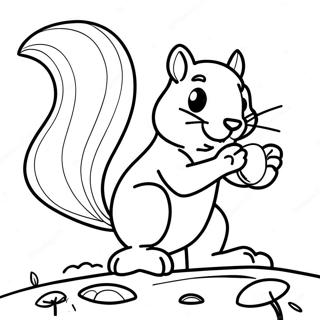 Playful Squirrel Chasing A Nut Coloring Page 62506-13792