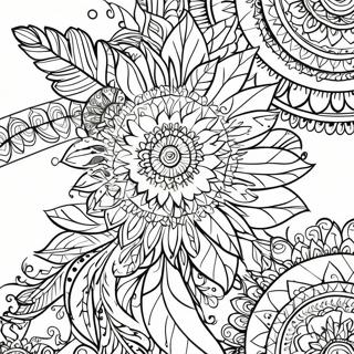 Boho Feather Mandala Coloring Page 62698-13852