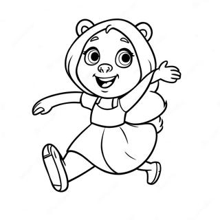 Masha And The Bear Dancing Coloring Page 63161-13974