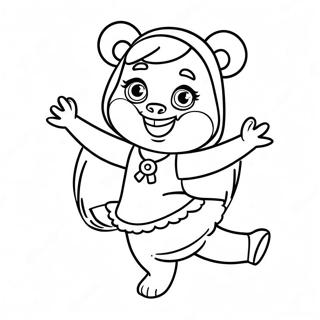 Masha And The Bear Dancing Coloring Page 63161-13976