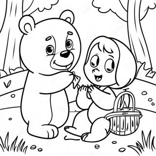 Masha And The Bear Picnic Coloring Page 63162-13980