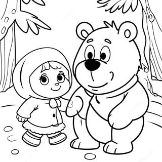 Masha And The Bear In The Snow Coloring Page 63163-13981