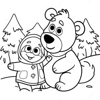Masha And The Bear In The Snow Coloring Page 63163-13983