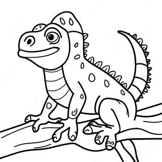 Cartoon Iguana On A Branch Coloring Page 63699-14129