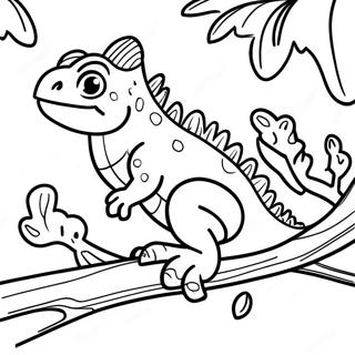 Cartoon Iguana On A Branch Coloring Page 63699-14131