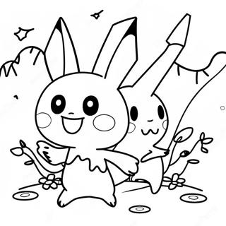 Mimikyu Playing With Friends Coloring Page 64062 14215