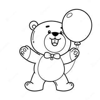 Happy Teddy Bear Holding A Balloon Coloring Page 64444-13294