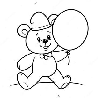 Happy Teddy Bear Holding A Balloon Coloring Page 64444-13295