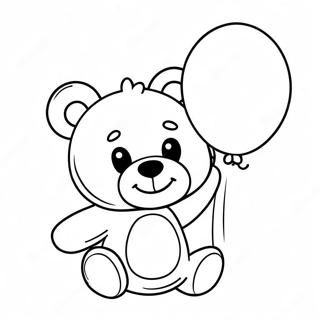 Happy Teddy Bear Holding A Balloon Coloring Page 64444-13296