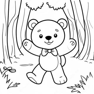 Adventurous Teddy Bear Exploring The Woods Coloring Page 64446 13302