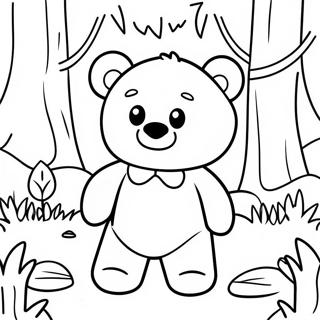 Adventurous Teddy Bear Exploring The Woods Coloring Page 64446 13304