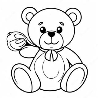 Playful Teddy Bear With A Toy Coloring Page 64447-13306