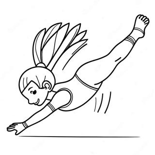 Dynamic Gymnast Doing A Flip Coloring Page 64538 13641