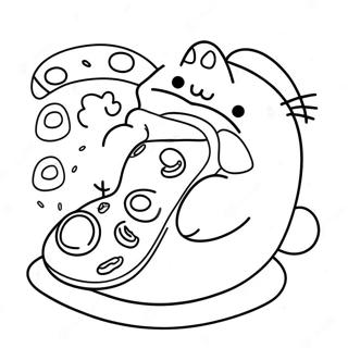 Cute Pusheen Eating Pizza Coloring Page 6473-936