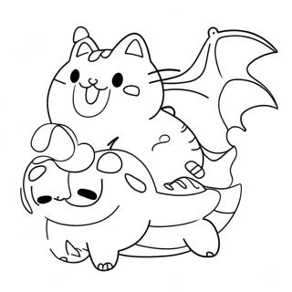 Playful Pusheen Riding A Dragon Coloring Page 6475 2309