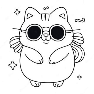 Funny Pusheen With Sunglasses Coloring Page 6477 1437