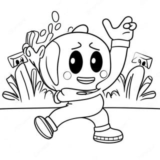 Funny Fall Guys Character Dancing Coloring Page 64907 13996