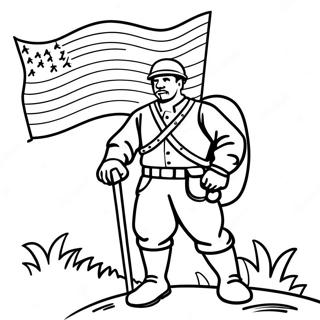 Brave Veteran With Flag Coloring Page 65355-14304