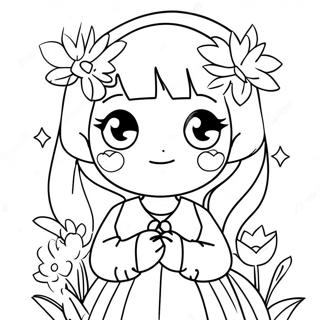 Cute Anime Girl With Flowers Coloring Page 65908-14411
