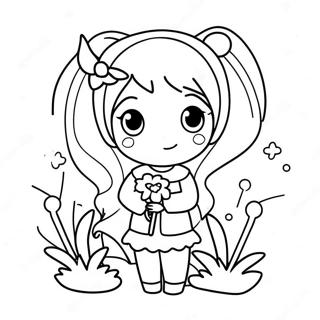 Cute Anime Girl With Flowers Coloring Page 65908-14412