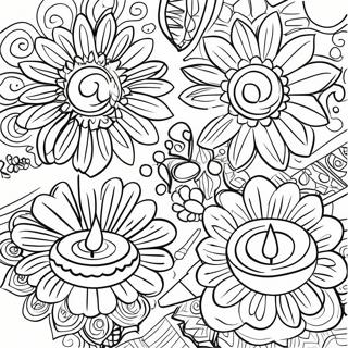 Colorful Diwali Diyas Coloring Page 66450-14530