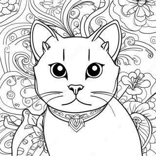 Majestic Siamese Cat Coloring Page 66543-14563