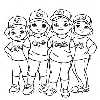 Adorable Softball Team Coloring Page 66998-14664