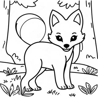 Playful Fox In The Forest Coloring Page 6740-882