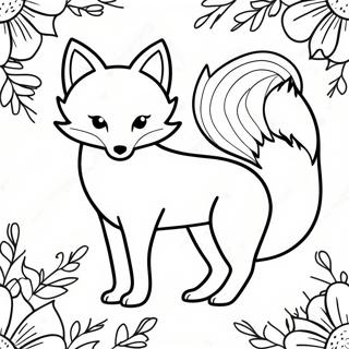 Majestic Fox With Flowers Coloring Page 6741-2376