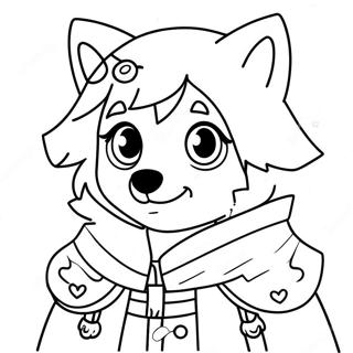 Cute Wolf Anime Girl Coloring Page 67614-14792