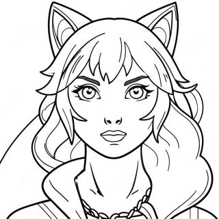 Fierce Wolf Anime Girl Coloring Page 67615-14793
